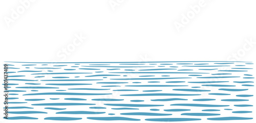 Doodle ocean background with horizon