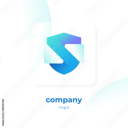 modern blue gradient shield logo