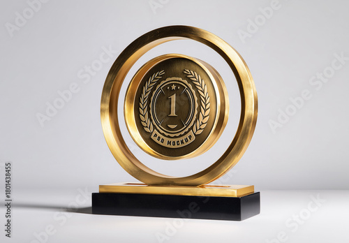 Gold Trophy With Carved Logo Mockup