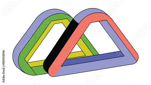 Flat vector of a modular ribbon-like grid bending in fluid architectural curves