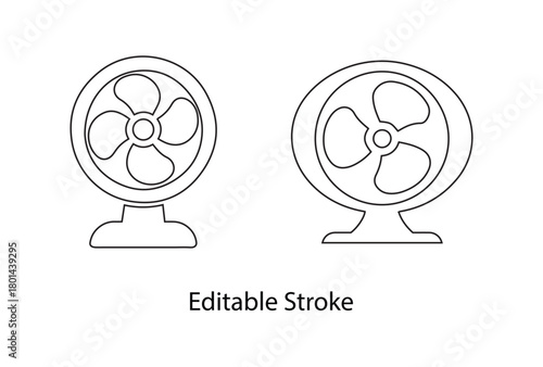ventilator fan icon editable stroke vector set, propeller, cooler vector line icon illustration