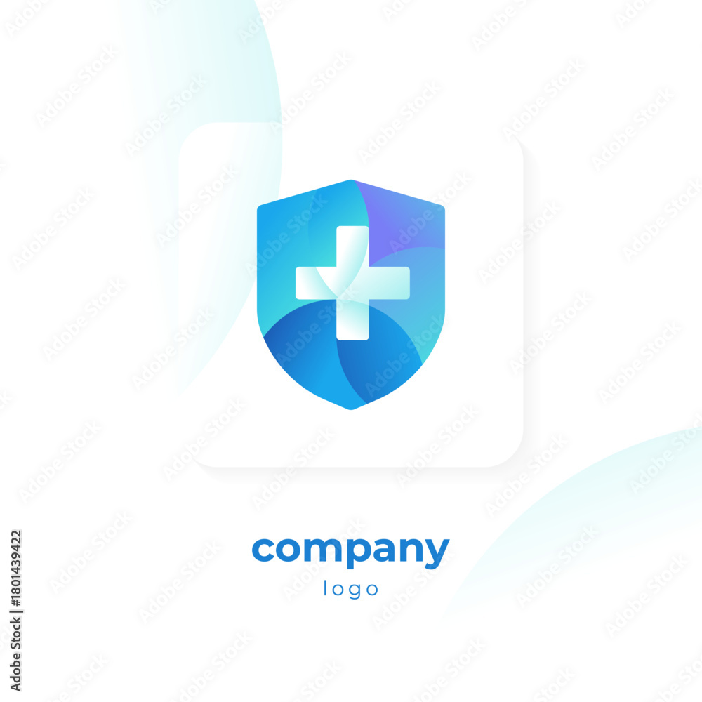 Obraz premium modern blue gradient shield logo