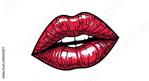 Red lips with transparent background