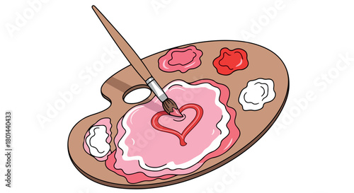 Painter's palette with heart shape and brush