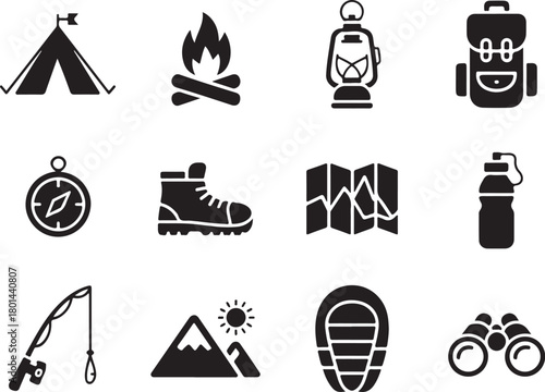 Plan outdoor adventures with camping gear icons