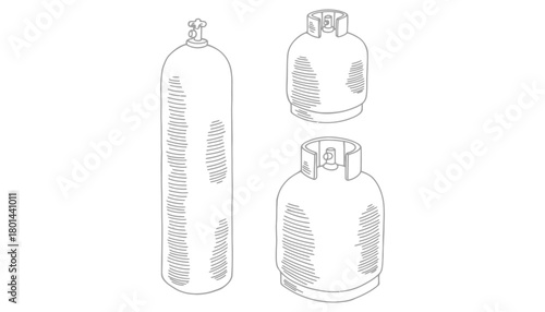 Gas cylinder sketch vector illustration for industrial use