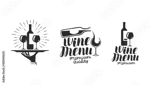 Premium wine menu design template vector illustration set