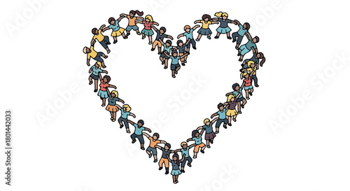People forming heart shape community togetherness unity