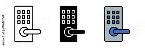 Smart lock icon a smart lock, typically shown as a traditional padlock combined with a Wi-Fi, Bluetooth, or digital keypad symbol, indicating keyless or remote-access security.