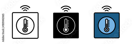 Smart thermostat icon representing a smart thermostat, often depicted as a circular or square digital temperature display, sometimes with a Wi-Fi.