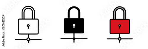 Secure connection icon typically depicted as a padlock, shield, or lock with a network symbol, indicating encrypted or safe internet communication.