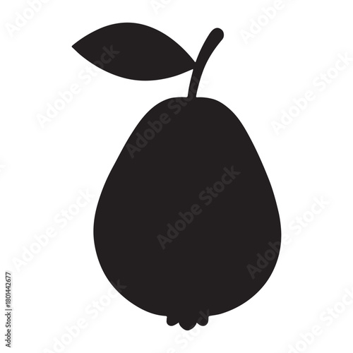 silhouette of fresh guava fruit and cross section with leaves vector