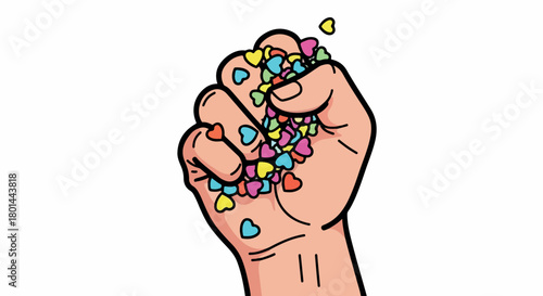 Fistful of hearts with transparent background