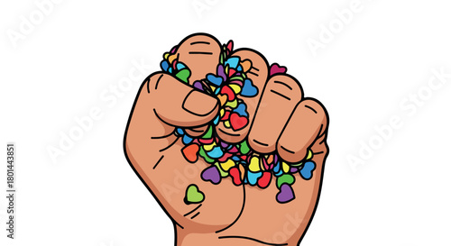 Fistful of hearts with transparent background