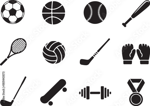 Dynamic sports icons represent training, winning, and active lifestyles