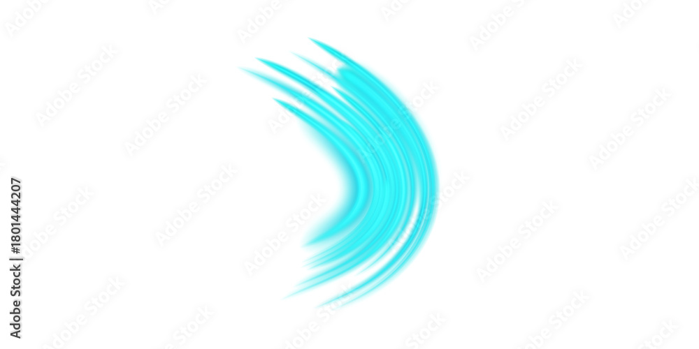 Obraz premium Blue waves of air, dynamic flow and fresh wind PNG, transparent ventilation and filtration effect, modern purification design, concept of speed and technology.