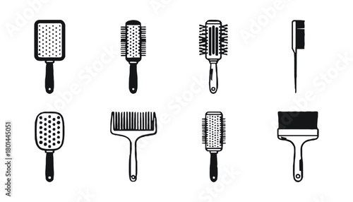 Hair brushes and combs set vector illustration for stylists