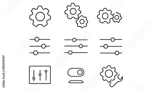 Settings and Control Icons Collection – UI/UX Gear, Sliders, Tools