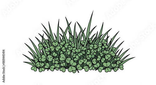 Green grass and clover patch with transparent background