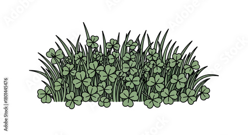 Green grass and clover patch with transparent background