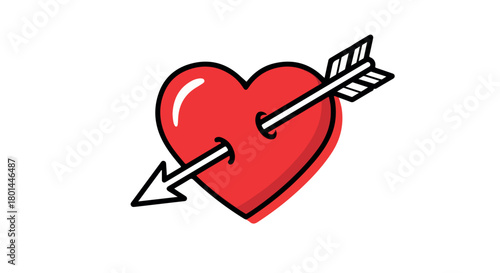 Heart pierced by arrow with transparent background