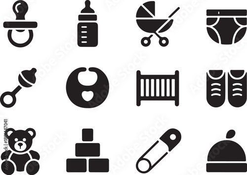 Essential baby care icons for modern parents and brands