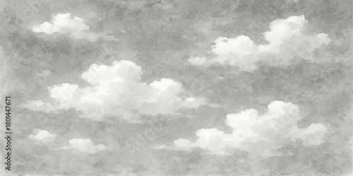 Blue summer sky with white fluffy clouds, a beautiful nature weather cloudscape background