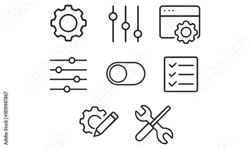 Editable Settings and Configuration Icons – Line Style UI Toolkit
