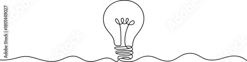 Light Bulb Continuous One Line Drawing | Creative Idea and Innovation Outline Vector
