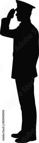 Saluting Officer Silhouette Vector | Military, Police, or Soldier Salute Graphic