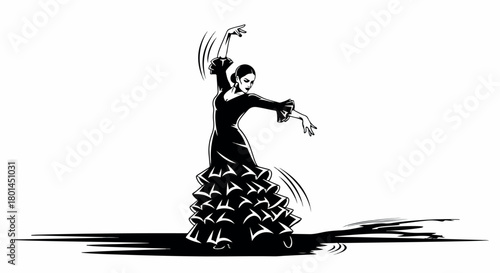 Flamenco dancer in motion with transparent background
