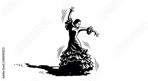 Flamenco dancer in motion with transparent background