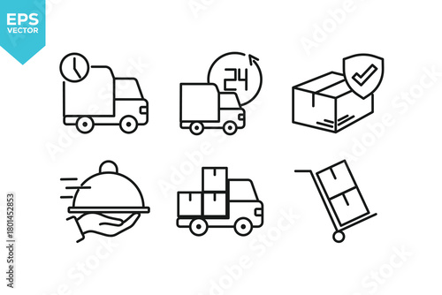 Set of line icons Delivery. Outline icons collection stock illustration