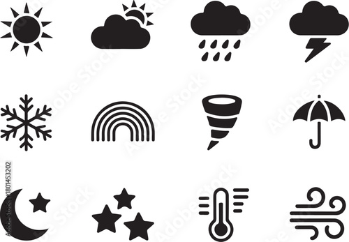 Weather icons forecast symbols for forecast apps