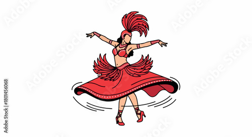 Flamenco dancer in red dress with transparent background