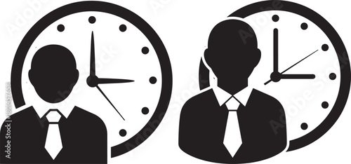 Business people and clocks silhouette