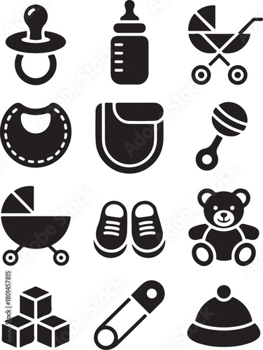 Essential baby icons for nursery and parenting needs