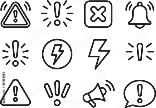 Alert icons warning danger notification attention symbols
