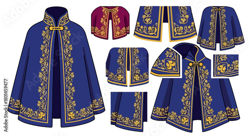 Royal blue and gold ornate coat and vest set