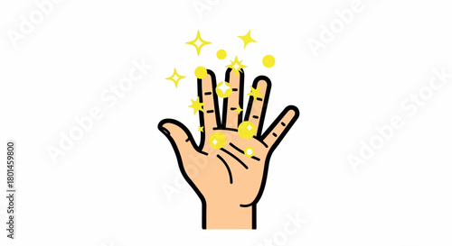 Open hand with sparkling stars with transparent background