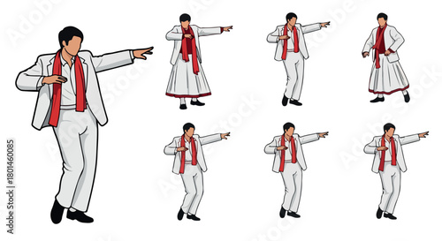 Man dancing in traditional attire with transparent background