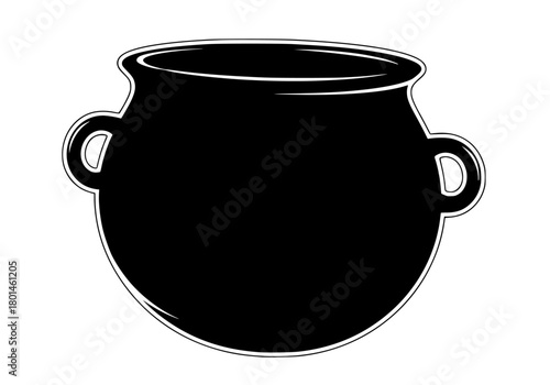 A black and white silhouette of a pot with two handles, black, illustration, liquid, pot, pottery, profile, tea pot, vase, against transparent background