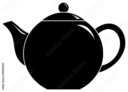 A black silhouette of a teapot on a , black, boiler, flat, icon, illustration, profile, tea, tea pot, against transparent background