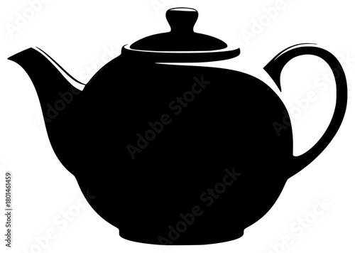 A black silhouette of a teapot on a , black, boiler, icon, illustration, profile, tea, tea pot, against transparent background