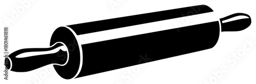 A black and white silhouette of a rolling pin, black, bomb, illustration, liquid, pillar, profile, roll, roller, rolling pin, scroll, style, telescope, tube, against transparent background