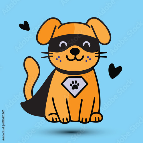 Cute Superhero Dog Mascot Cartoon Puppy Character Vector Eps 10