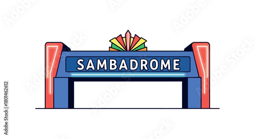 Sambadrome entrance sign with colorful details