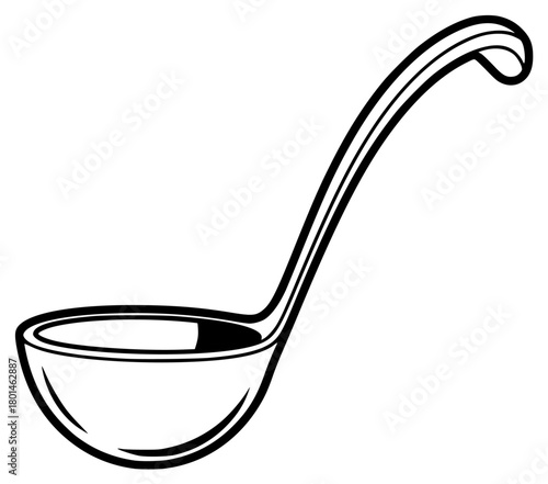 A simple line drawing of a spoon, black, bowl, golf club, illustration, ladle, liquid, scoop, spoon, tobacco pipe, against transparent background