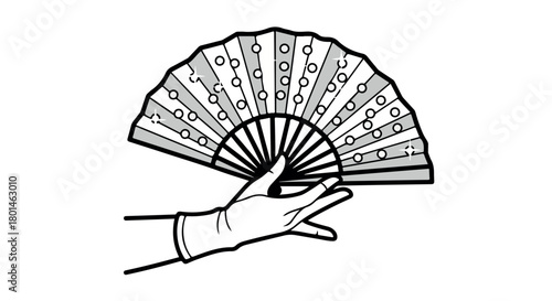 Hand holding fan with elegant style