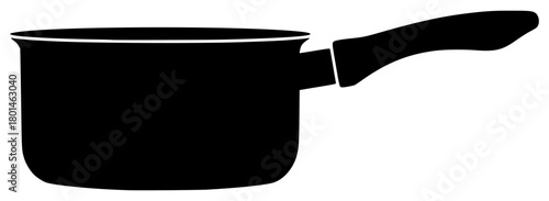 A black silhouette of a saucepan with a handle, black, boiler, icon, illustration, kitchenware, liquid, pot, profile, tea pot, tool, watering can, against transparent background
